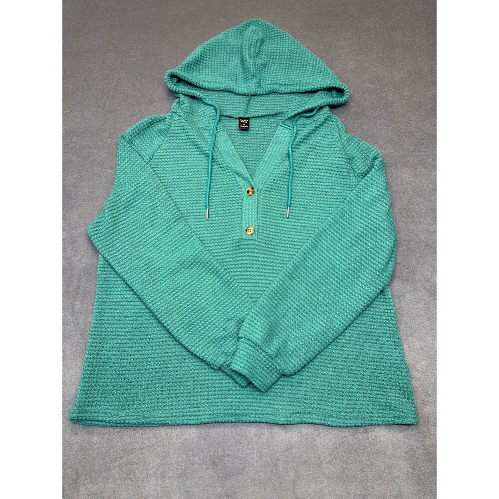 Women’s Emery Rose Green/Teal Knit Hoodie Pullover Size Medium